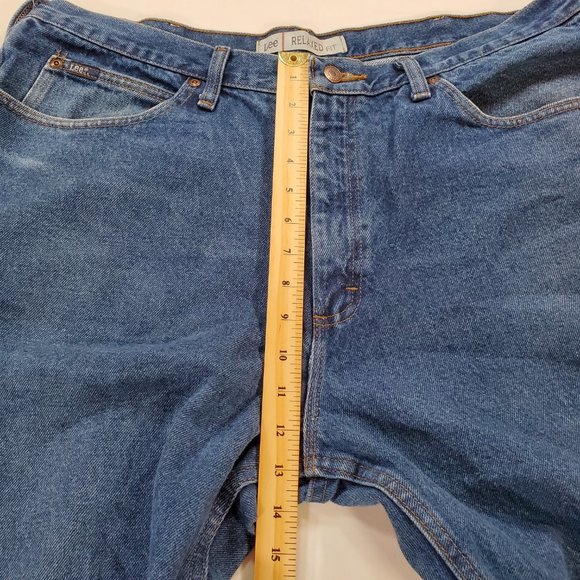 Lee Jeans Mens 40x32 Heavy Blue Denim Relaxed Fit Straight Leg Casual Classic - Picture 12 of 15